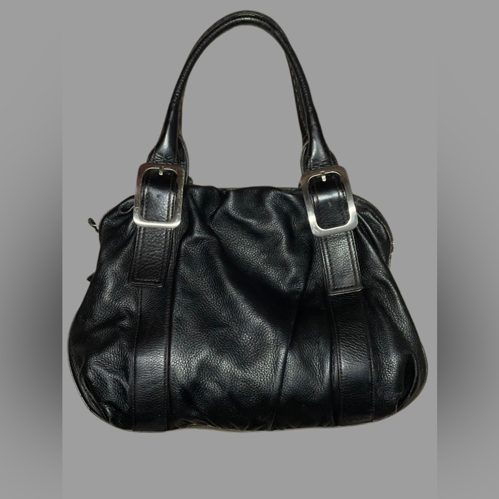 COLE HAAN BLACK PEBBLED LEATHER PURSE